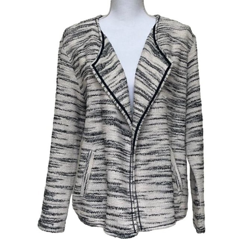 Style & Co. Open Front Cardigan Jacket Black and White with Pockets - Size XL